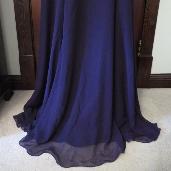 J Kara Three-Quarter Sleeve Beaded Dress Plum - Picture 3 of 6